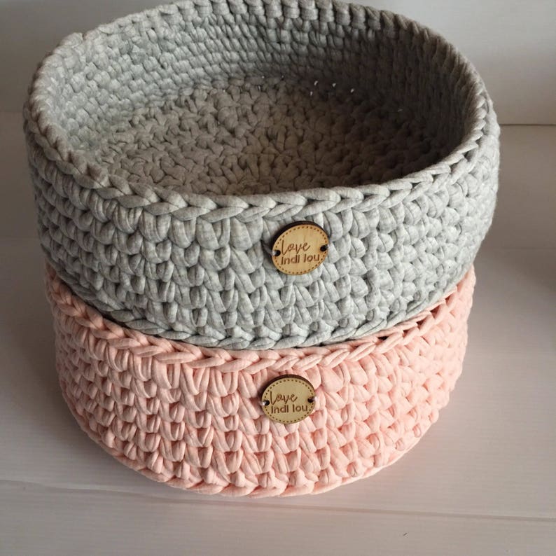 Mint Basket Handmade with Cotton Tshirt Yarn Nursery Etsy