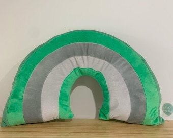 Kids Rainbow Cushions in Green - Soft plush cushion - unique gift - perfect for any kids bedroom and travel!