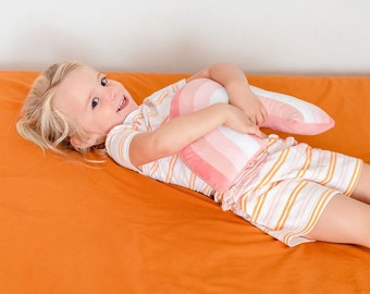 Blush Pink children’s pillow - Soft velvet feel - perfect for any kids bedroom and travel!