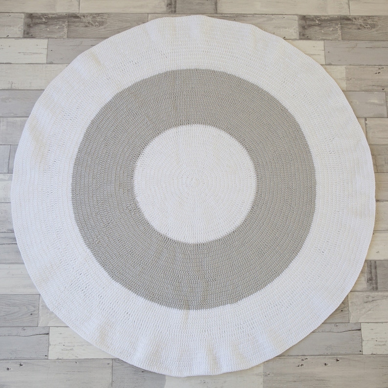 100 Cotton Wool Round Rug Grey White Beautifully Thick Etsy