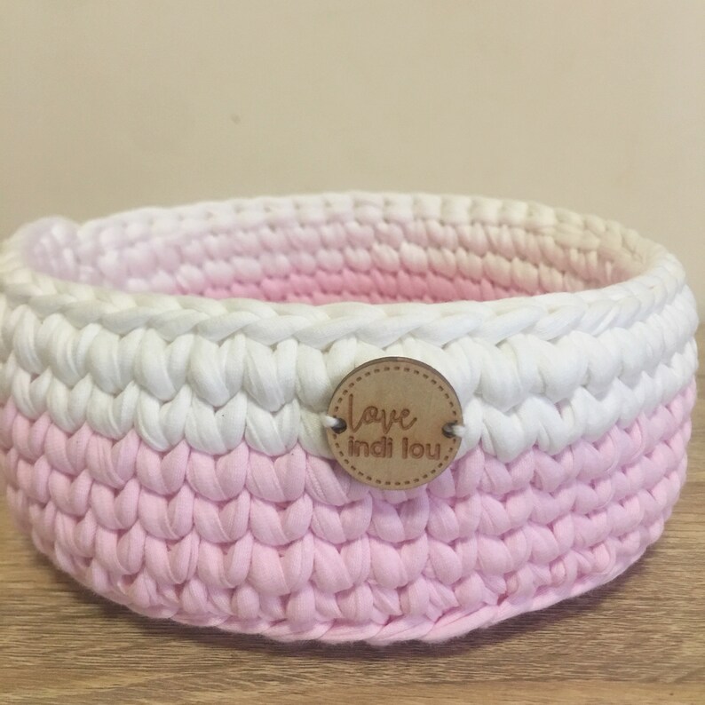 Nursery Storage Pink Basket Handmade With Recycled Cotton Etsy