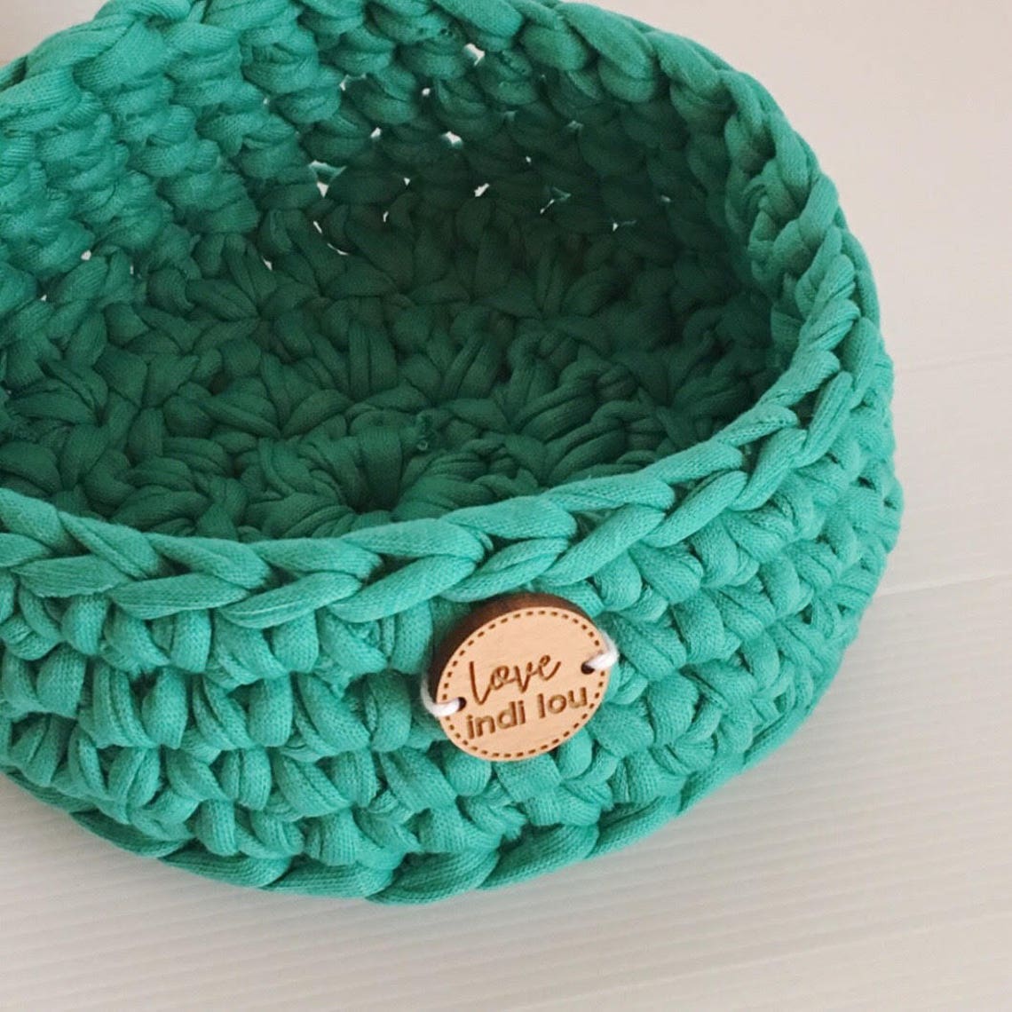Mint Basket Handmade with Cotton Tshirt Yarn Nursery Etsy