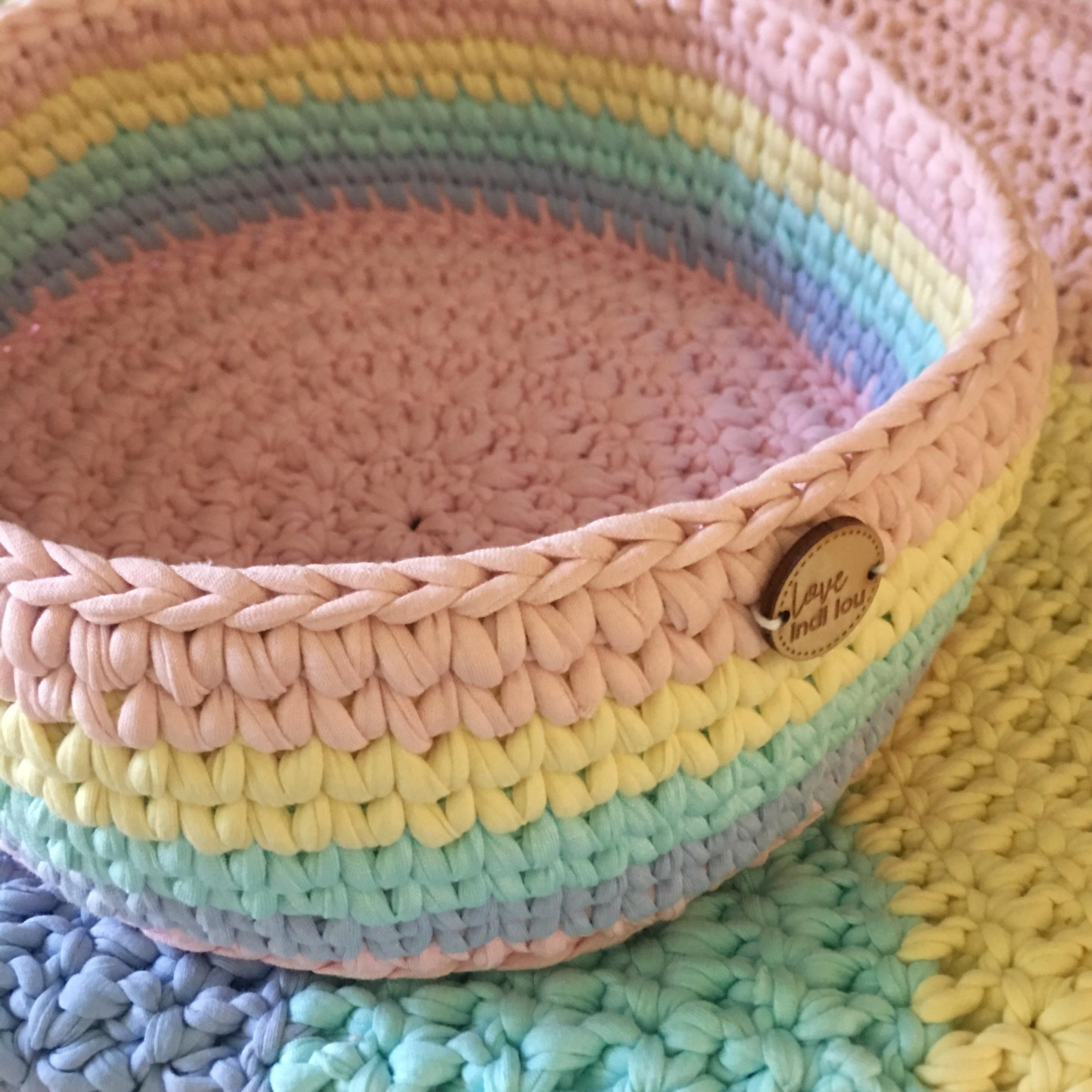 Rainbow Basket Handmade with thick quality recycled cotton Etsy