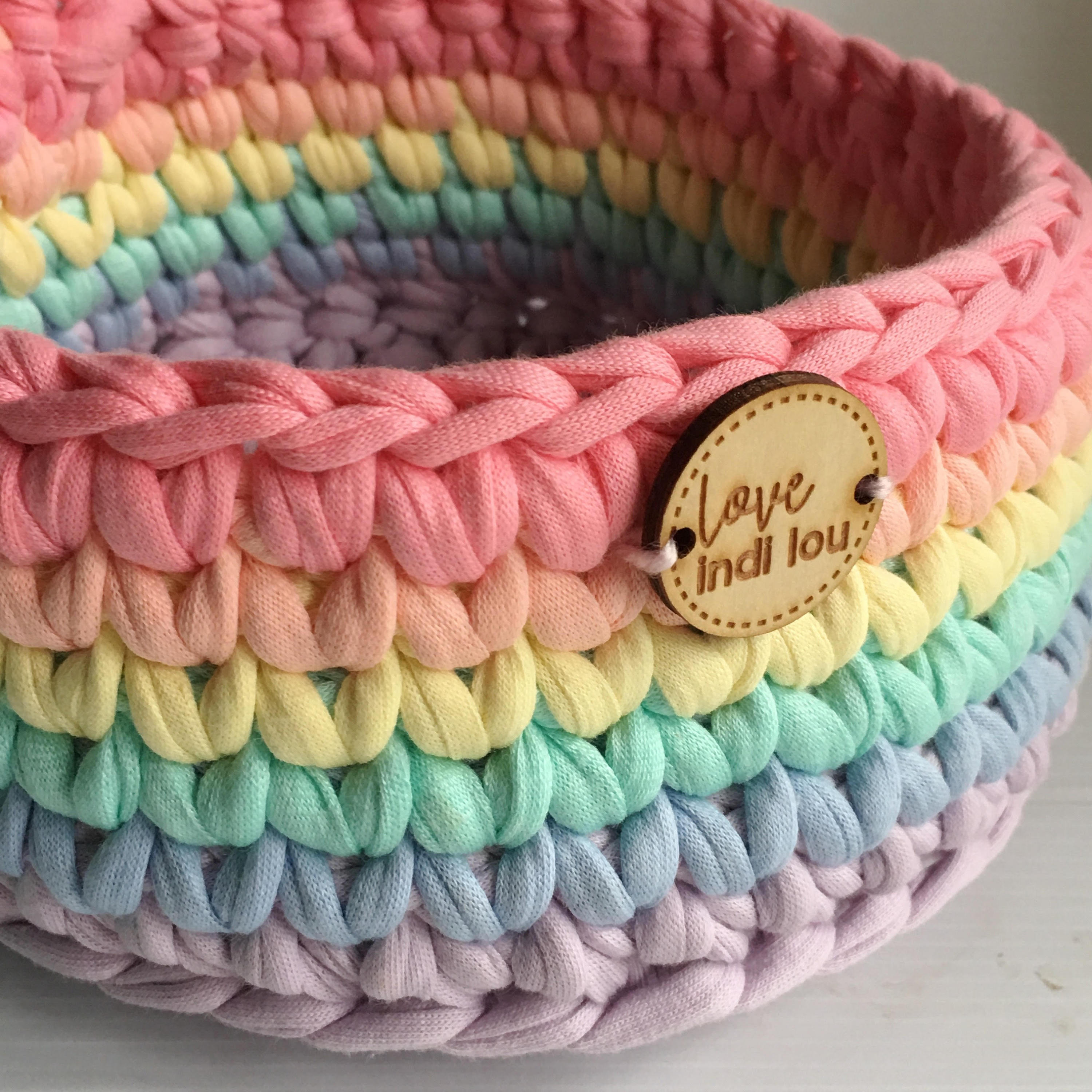 Pastel Toy Storage Basket Handmade With Tshirt Yarn Etsy