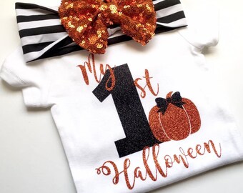 Halloween Baby Boy Girl Dress My First Halloween Zucca Hoodie Pagliaccetto Tuta Un Pezzo