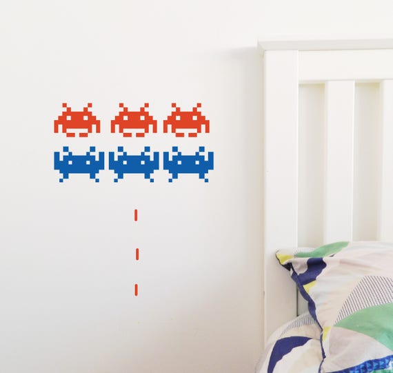 space invader wall sticker removable decal made in australia | etsy