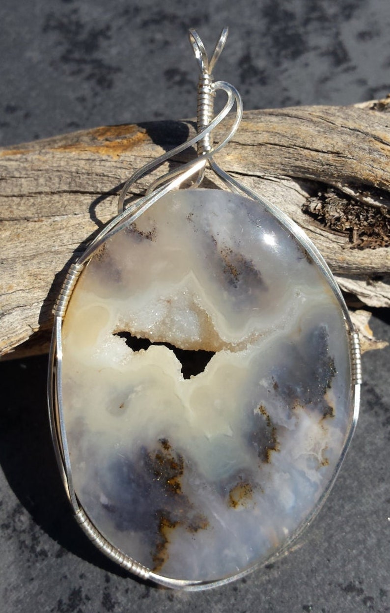 Dendritic Agate Pendant Free Shipping image 1