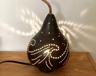 Ocean Waves, Ocean Wave Lamp, Ocean Gourd Lamp, Gourd Lamp, Gourd Lantern, Gourd Nightlight, Real Gourd, Ocean Nightlight, Ocean Night Light