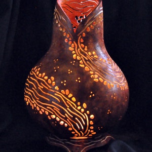 Handmade Gourd Lamp: River of Life Lantern, Carved Night Light