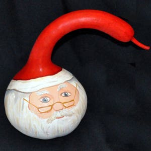 Santa Head, Santa Claus, Santa Decoration, Christmas Decoration, Holiday Decoration, Santa Gourd Head, Pensive Santa, Real Gourd, Gourd Art
