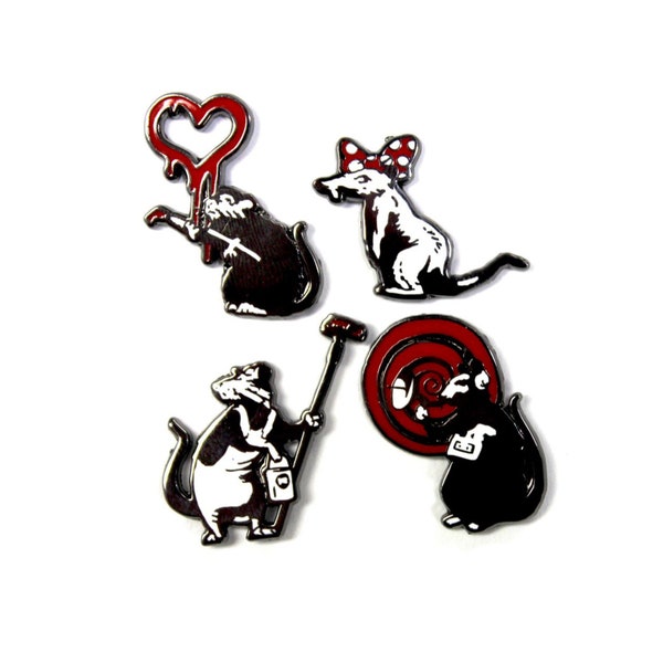 The Rat Pack Pin Set - Streetart Pin, Hat Pin, Pin, Revers Pin, Weed Pin, Cool Pin, Funny Pin, Émail Pin, Meme Pin, Art Pin, Rat Pin, Animal