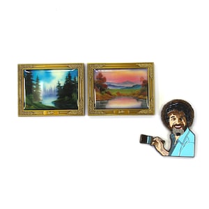 The Bob Ross Framed Works Pin Set -Hat Pin, Pin, Lapel Pin, Artist Pin, Cool Pin, Funny Pin, Enamel Pin, Meme Pin, Bob Ross, Painting