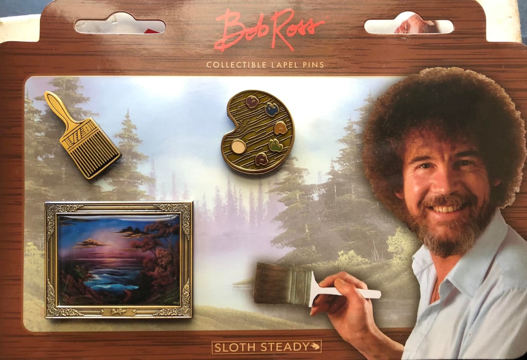 The Bob Ross Paint Brush Canvas Pin Set hat Pin, Pin, Lapel Pin, Artist