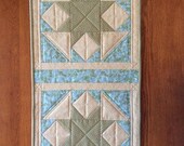Blue and green table runner