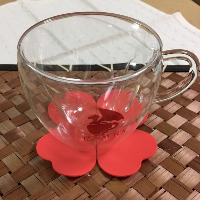 Heart shape shaped glass tea coffee tea cup teacup double wall double walled lovely tea set gift clear dragon fashionable gift