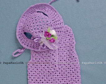 Puppy Dress & Hat Set: XS Dog Clothes, Knitted Pet Coat