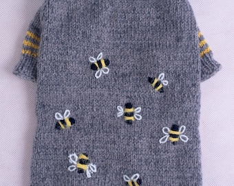 Handmade Wool Dog Sweater: Blue Knit Puppy Outfit, XXS, XS, S, M Size
