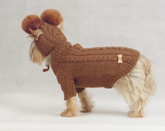 Handmade Crochet Wool Dog Sweater: XS Puppy Coat, Knitted Pet Coat