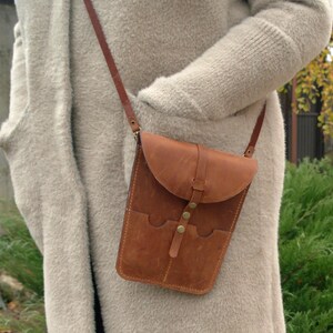 Phone Crossbody Bag, Genuine Leather Bag, Phone Shoulder Bag, smartphone case, Phone Bag, Cell Phone Bag