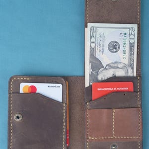 Cartera de cuero hecha a mano, tarjetero, billetera para tarjetas de crédito, mini sobre de cuero, tarjetero, diseño delgado, billetera pequeña real