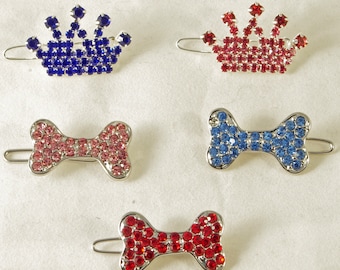 Pinza para el pelo de mascotas con forma de corona brillante: tiara para perros y gatos