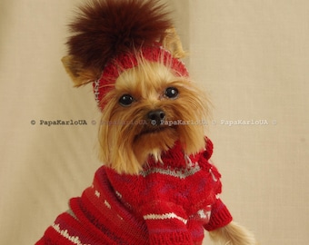 Suéter de lã feito à mão para cães: XXS, XS, S, M. Roupa de crochê para animais de estimação, casaco de tricô para animais de estimação.