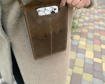 Genuine Leather Phone Crossbody Bag: Minimalist Wallet with Detachable Strap