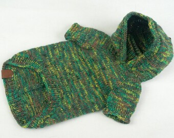 Suéter de crochê com capuz para cães: roupa para filhotes de raças pequenas, casaco de tricô para animais de estimação