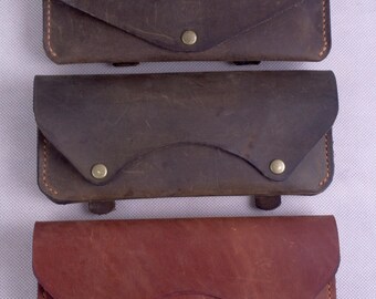 Crazy Horse Leather Belt Wallet: Handmade Minimalist Card & Phone Holder