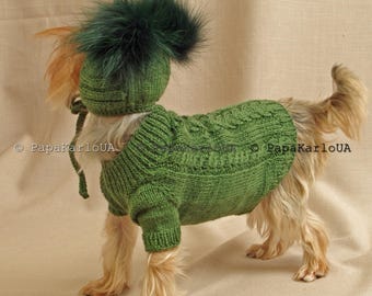 Handmade Wool Dog Sweater: XXS, XS, S, M Crochet Pet Outfit, Knitted Pet Coat