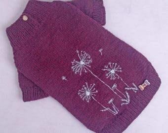 Handmade Crochet Wool Dog Sweater: Personalized Leather Label, Small Pet Outfit