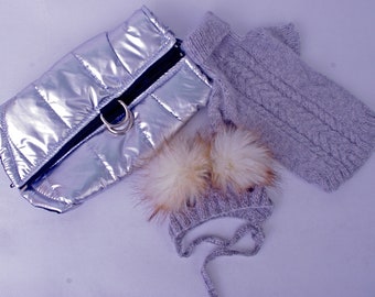 Crochet Dog Sweater Vest Set: Wool Knit Puppy Outfit, XXS, Knitted Pet Coat