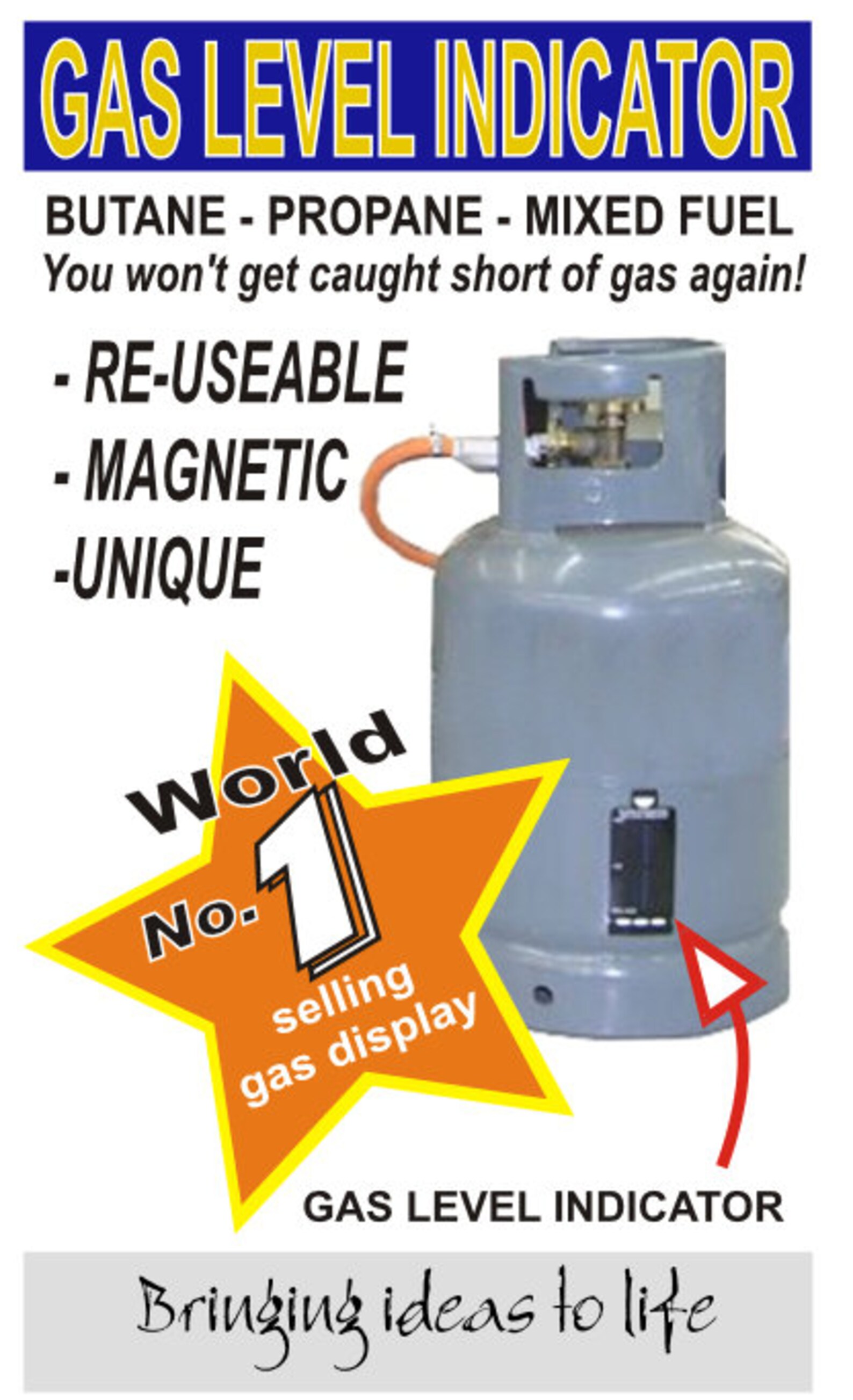 Magnetic Gas Bottle Level Indicator – Calor Butane Propane LPG – Caravan, Camping, BBQ – MPN 4418