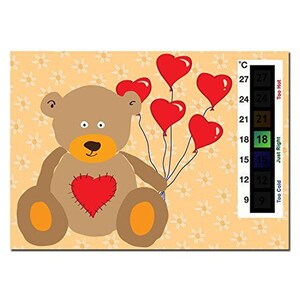 Pacchetto 5 - Love Heart Teddy Baby Nursery & Room Safety Thermometer Cards