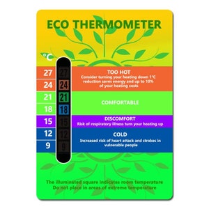 White Energy Saving Eco Room Thermometer Card 