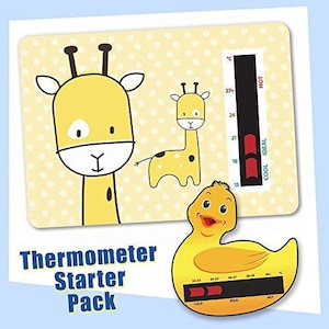 Baby Duck Bath & Yellow Giraffe Nursery Room Termometro Starter Pack