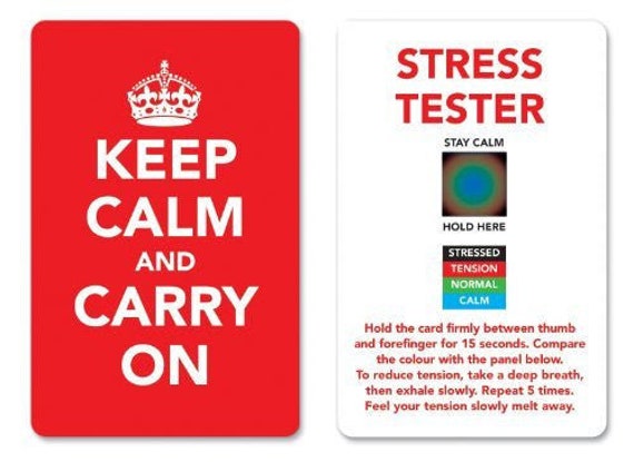 Keep Calm And Carry On - Stress Mood Card, Misuratore Di Stress Biofeedback, Scheda Rileva Tensione Con Cristalli Liquidi, Strumento Di Rilassamento Psicologico, Union Jack