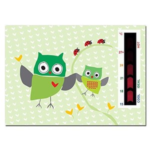 Linea mobile rossa Gufo verde Baby Room Termometro Card