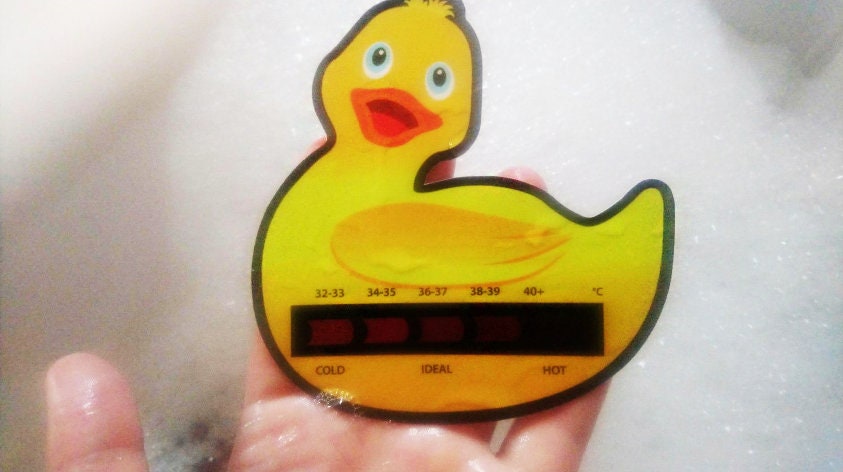 Red Moving Line Duck Baby Bath Thermometer Card 