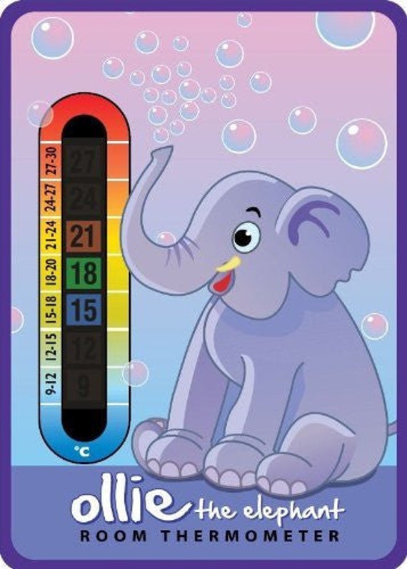 Ollie the Elephant Baby Room Thermometer Card