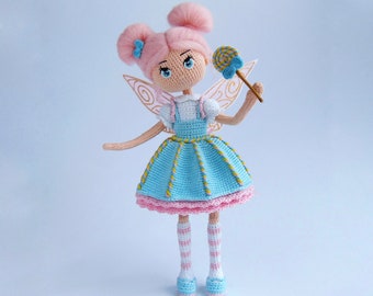 Crochet candy fairy doll, decorative interior doll, amigurumi christmas gift