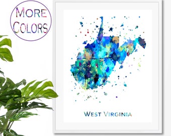 West Virginia Map Art Print,  Poster, Wall Art,  Contemporary Art, Modern Wall Décor (Unframed)