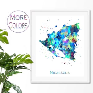 Nicaragua Map  Art Print,  Poster, Wall Art,  Contemporary Art, Modern Wall Décor (Unframed)
