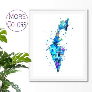 Israel Map Art Print,  Poster, Wall Art,  Contemporary Art, Modern Wall Décor (Unframed)
