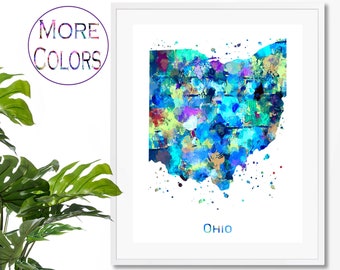 Ohio Map Art Print,  Poster, Wall Art,  Contemporary Art, Modern Wall Décor (Unframed)