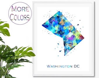 Washington DC Map Art Print,  Poster, Wall Art,  Contemporary Art, Modern Wall Décor (Unframed)