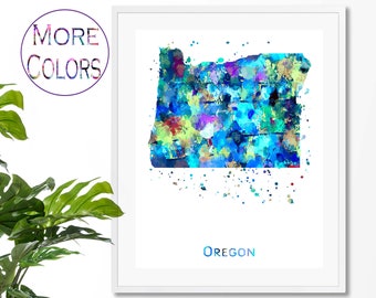 Oregon Map Art Print,  Poster, Wall Art,  Contemporary Art, Modern Wall Décor (Unframed)