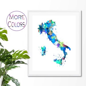 Italy Map Art Print,  Poster, Wall Art,  Contemporary Art, Modern Wall Décor (Unframed)