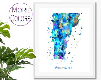 Vermont Map Art Print,  Poster, Wall Art,  Contemporary Art, Modern Wall Décor (Unframed)