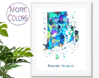 Rhode Island Map Art Print,  Poster, Wall Art,  Contemporary Art, Modern Wall Décor (Unframed)